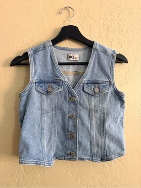 SO Light Blue Denim Vest with Button Front